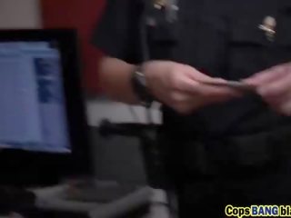 Two busty police officers caught black dude`s big hard member