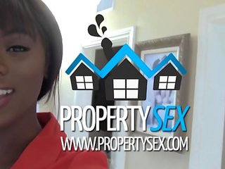 Propertysex - чарівна чорна реальний estate агент міжрасовий секс кіно з buyer